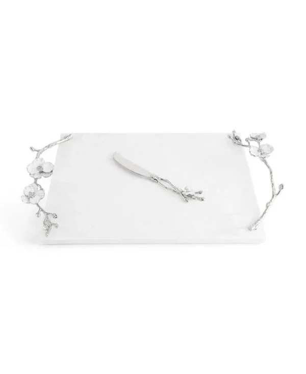 Michael Aram Silver Orchid Cheeseboard with Knife