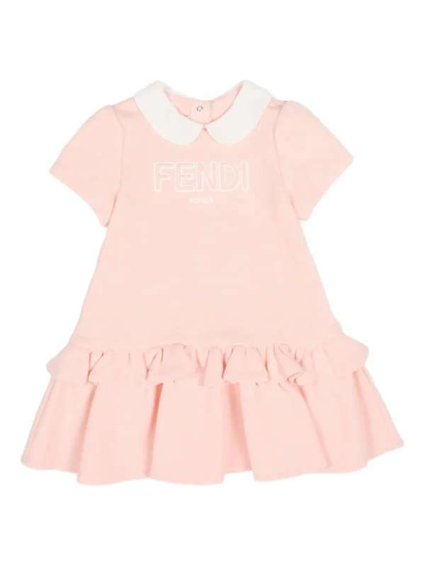 Fendi ruffled-trim collared dress